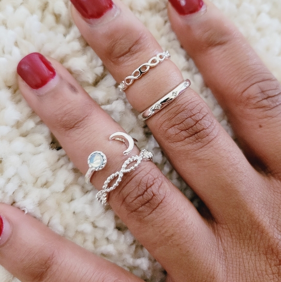 Silver Minimalist Stackable Rings - Picture 3 of 8